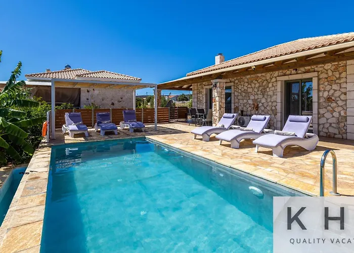 Villa Leo's Red Stone & White Stone Made Villas, 2 With Private Pool In Village Karavados